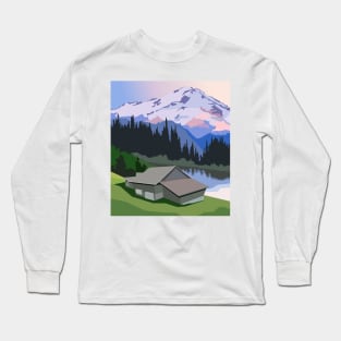 Living in countryside near lake and mountains Long Sleeve T-Shirt